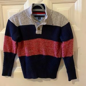 Tommy Hilfiger striped sweater with 3 button collar